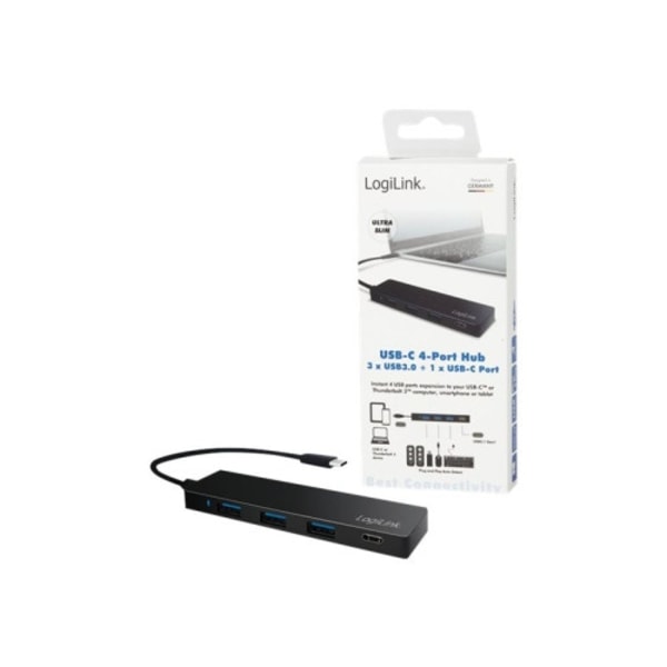 LogiLink Ultra-slim USB-C 3.1 hub - hubb - 4 portar