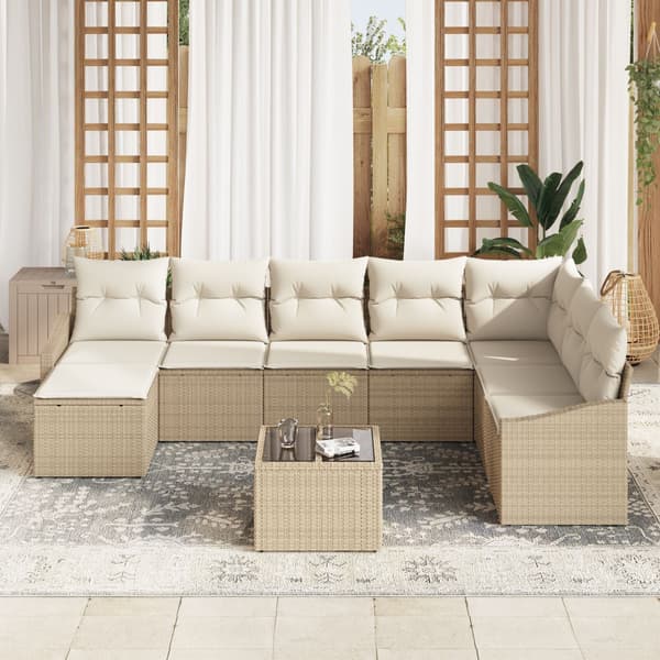 Trädgårdsoffset 8 pcs Beige och gräddfärgad konstrotting