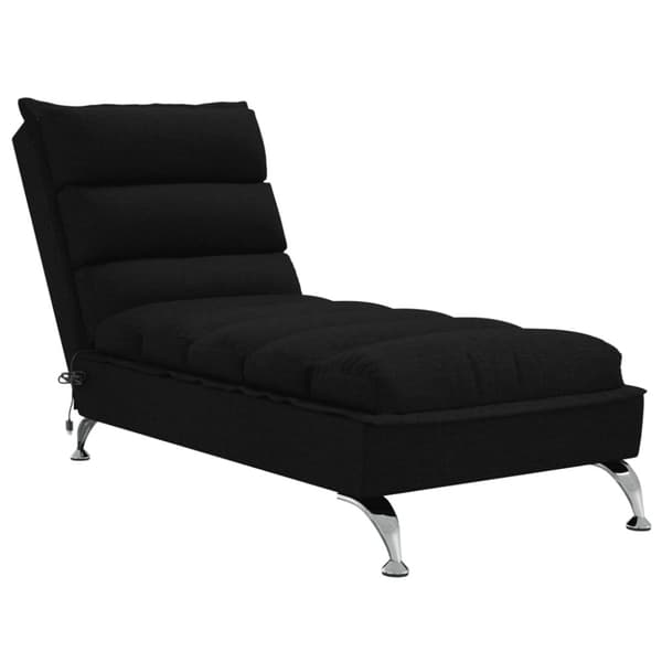 Massageschäslong med dynor svart tyg
