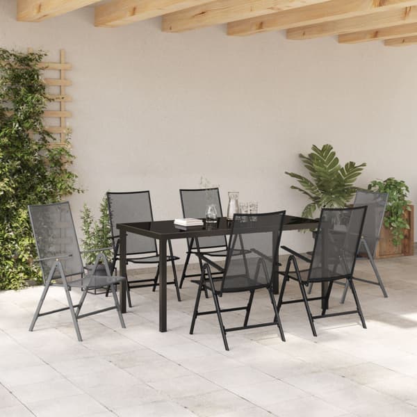 Trädgårdsmöbelset 7 pcs Antracit Pulverlackerat stål