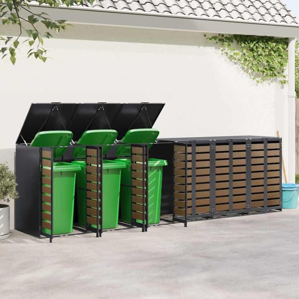 Förvaring för 3 soptunnor Antracit 340 x 77,5 x 115,5 cm Stål