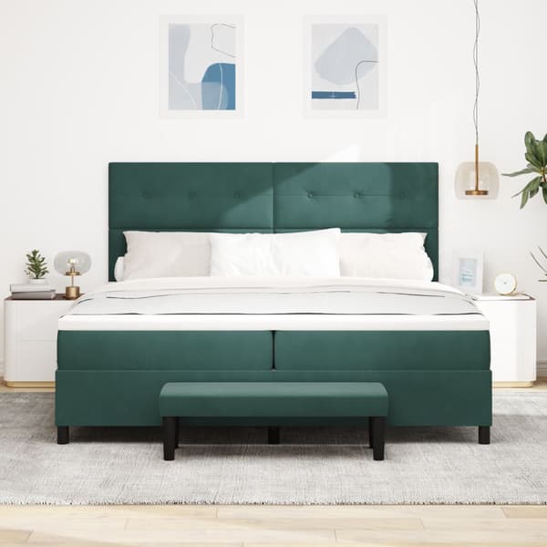 Bäddfjäder med madrass Mörkgrön 200 x 200 cm Sammet