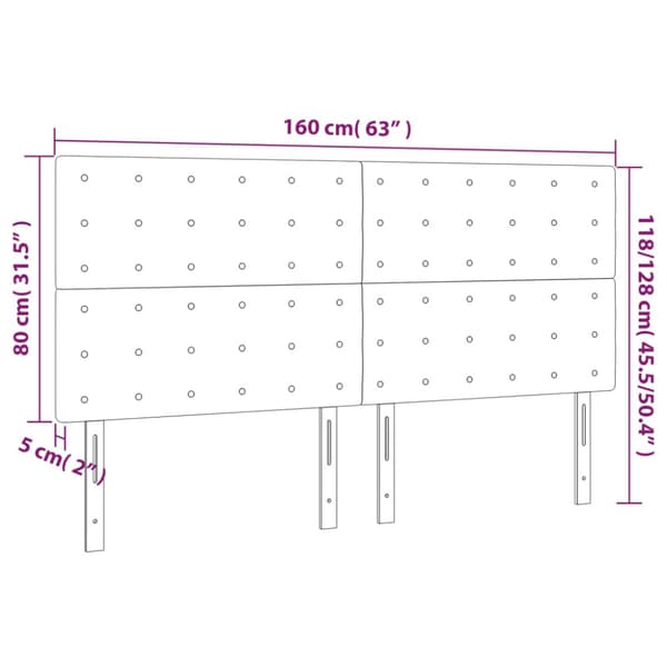 Sänggavel LED mörkgrå 160x5x118/128 cm sammet