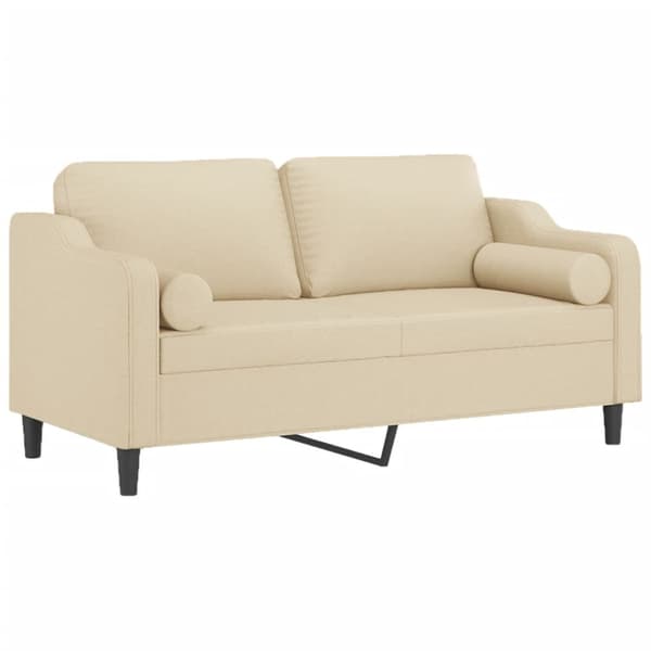 2-sits soffa med prydnadskuddar gräddvit 140 cm tyg