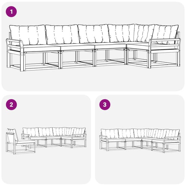 Utomhussoffset med kudde 5 pcs Vit och Beige