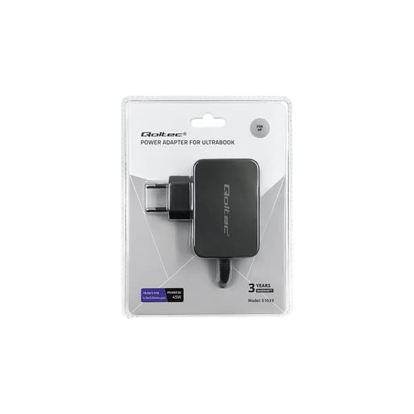 Qoltec - strömadapter - 19,5 V, 2,31 A, 4,5 * 3,0 + pin - 45 watt