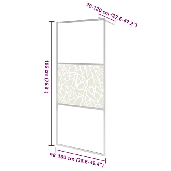 Duschvägg med ESG-glas stendesign 100x195 cm