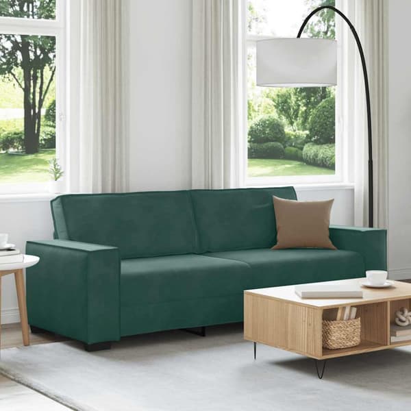 3-sitssoffa mörkgrön 220x78x84 cm sammet