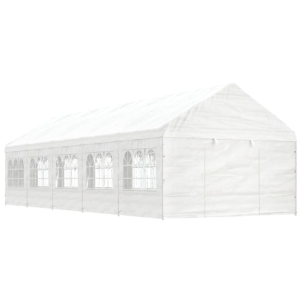 Paviljong med tak vit 11,15x4,08x3,22 m polyeten