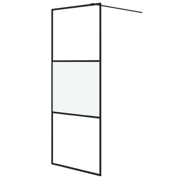 Duschvägg svart 80x195 cm halvfrostat ESG-glas