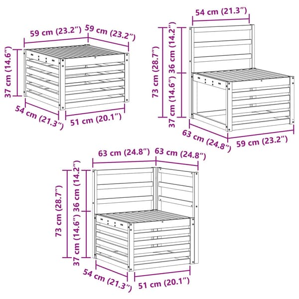 Utomhussoffset 5 pcs Naturlig 59 x 59 x 37 cm Polyester