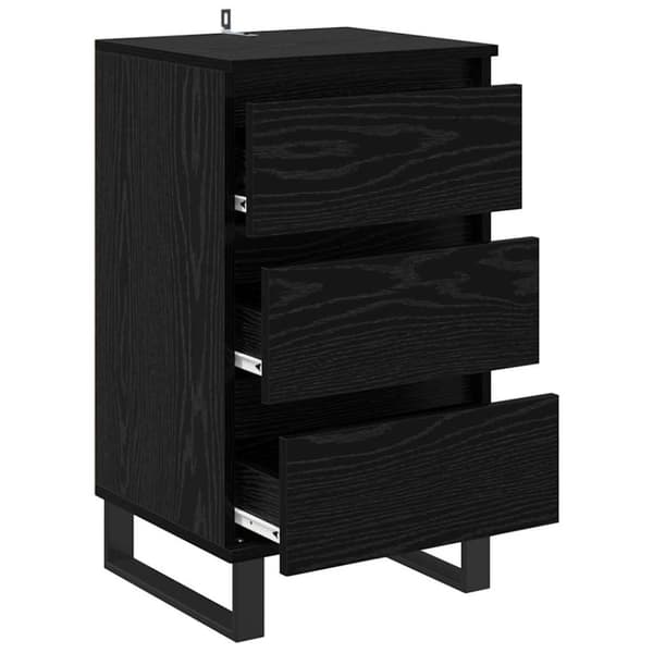 Sideboard med låda Svart ek Konstruerat trä
