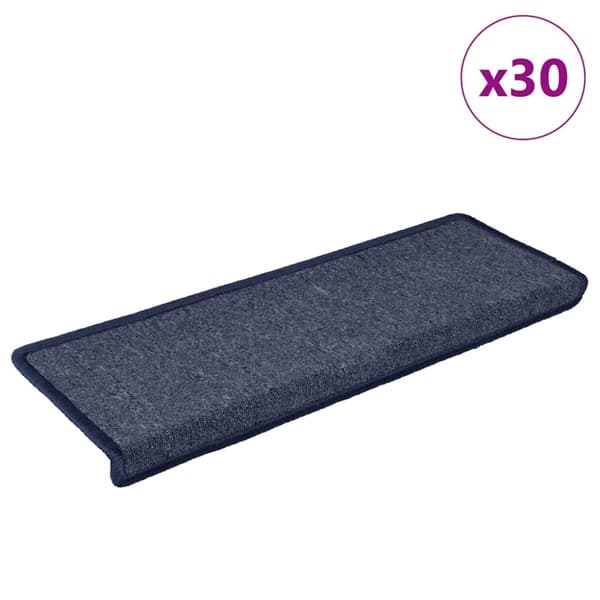Trappmattor 30 st 65x21x4 cm mörkgrå och blå rektangulär kant