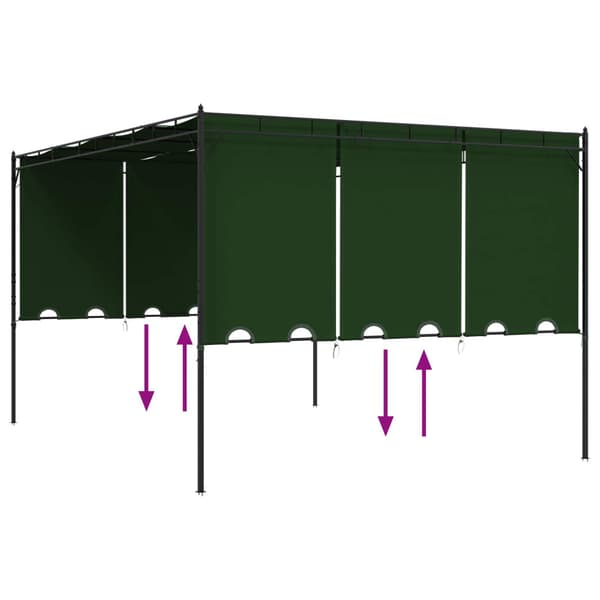 Paviljong 4 x 3 x 2,3 m Grön Polyester och Stål