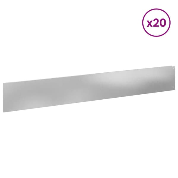 Kant för gräsmatta 20 pcs 100 x 15 cm Stål Silver