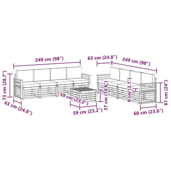 Soffgrupper med kudde 9 pcs Vit och antracit Polyester