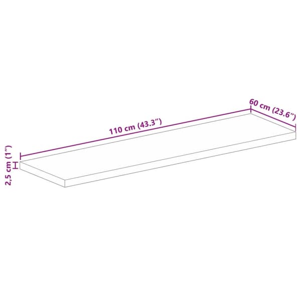 Bordsskiva 110x60x2,5 cm rektangulär massivt återvunnet trä