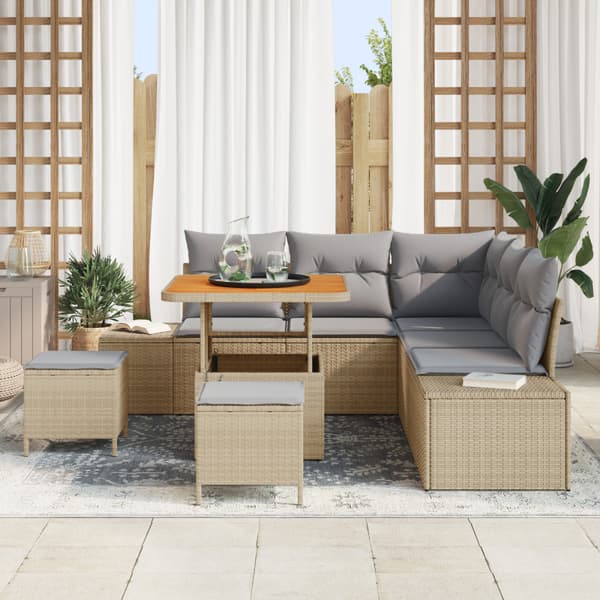 Trädgårdsoffset 8 st Beige Poly rattan