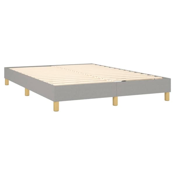 Ramsäng med madrass & LED ljusgrå 140x200 cm tyg