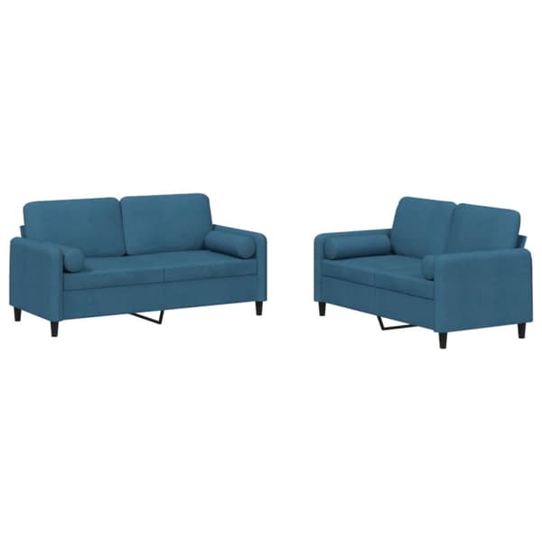 Soffgrupp med kuddar 2 delar blå sammet