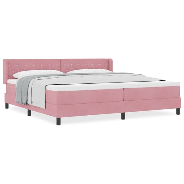 Bäddfjäder med huvudgavel Rosa 200 x 200 cm Sammet