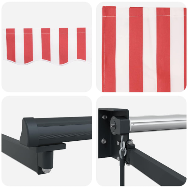 Manuell utdragbar markis med LED-lampor 4,5 × 3 m