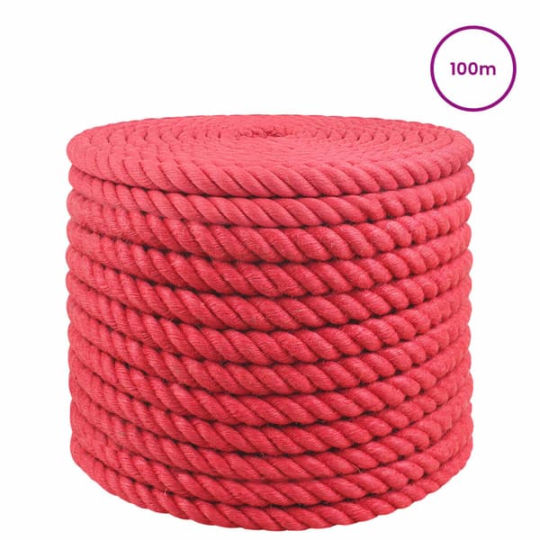 Juterep Röd 100% Tossa jute