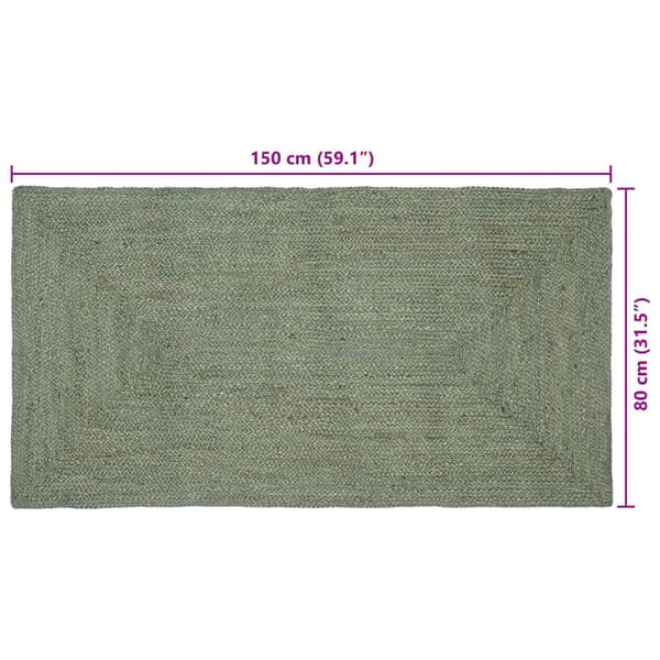 Områdesmattor Rektangulär Olivgrön 80 x 150 cm Jute