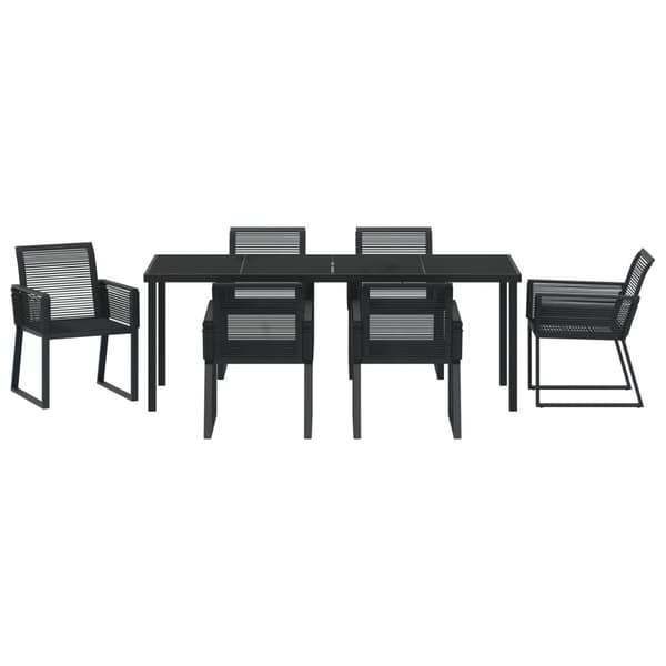 Trädgårdsmöbelset 7 pcs Svart Pulverlackerat stål