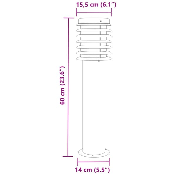 Utomhusgolvlampor 3 st silver 60 cm rostfritt stål