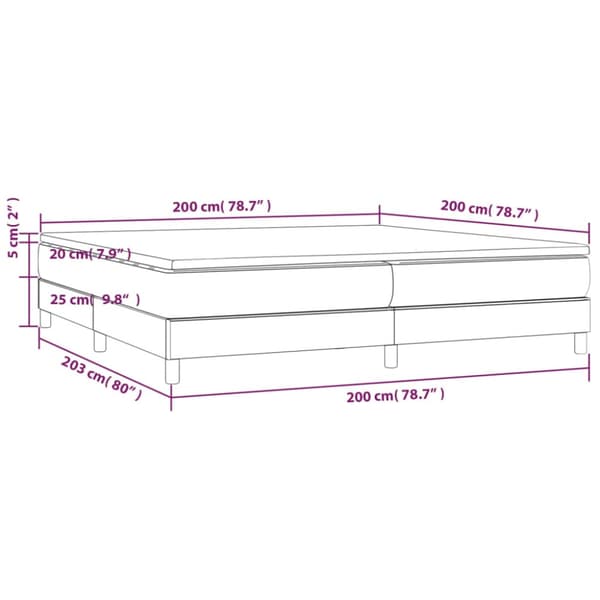 Ramsäng med madrass ljusgrå 200x200 cm sammet