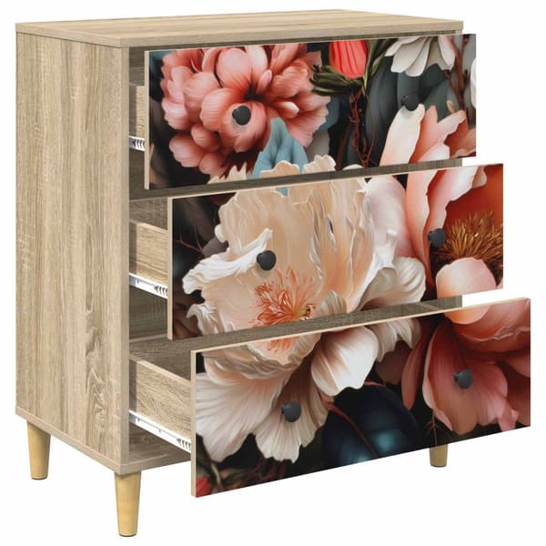 Kommode BORNE Ljus piontryck 66 x 36,5 x 75 cm Konstruerat trä