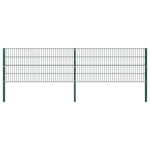 Staketpanel med stolpar järn 349x80 cm grön