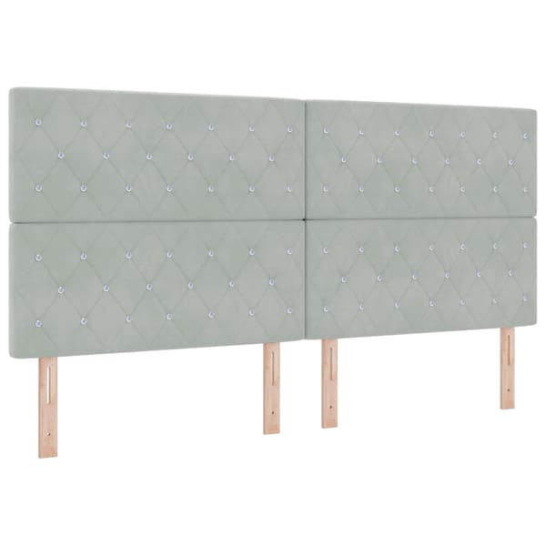 Kontinentalsäng med madrass Ljusgrå 200 x 200 cm Sammet