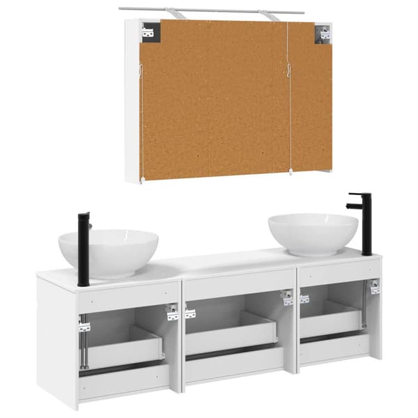 Badrumsskåpsset 4 pcs Vit 100 x 14,5 x 70 cm Konstruerat trä
