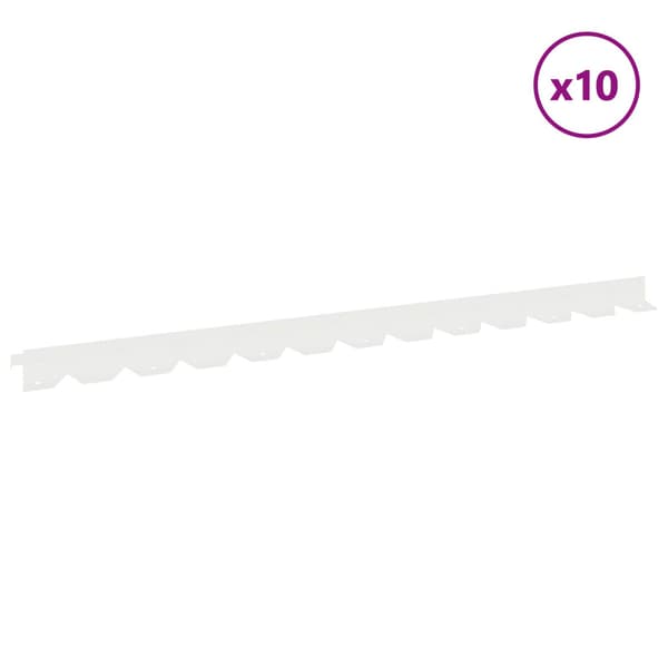 Kant för gräsmatta 10 pcs 102 x 4 x 4 cm Stål Vit