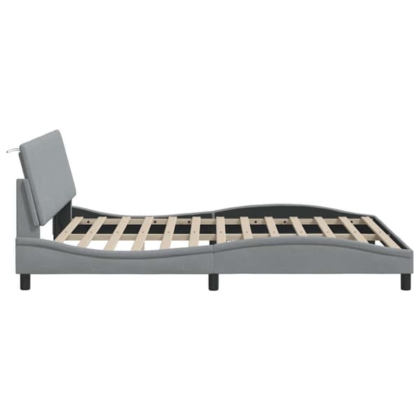 Bed Frame without Mattress "Hanko" Light Grey 160x200cm Fabric