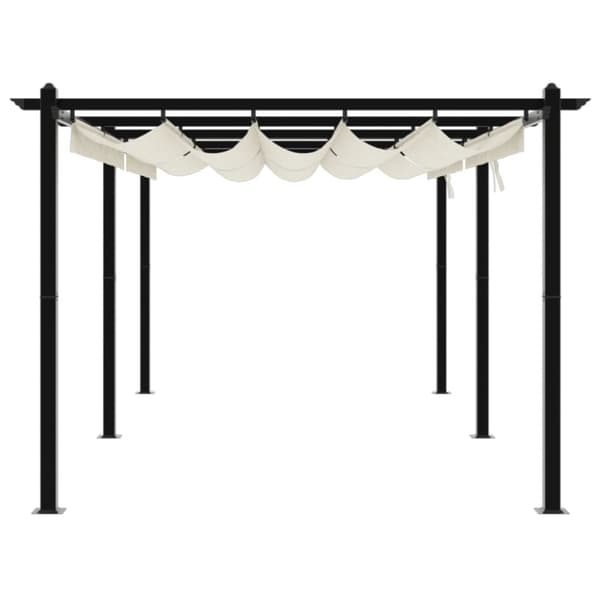 Paviljong med infällbart tak gräddvit 3x6 m aluminium