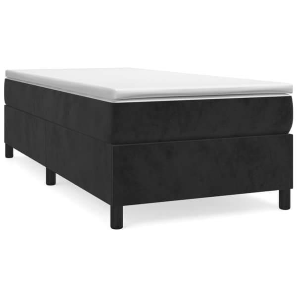 Boxspring-sängram svart 100x200 cm sammet