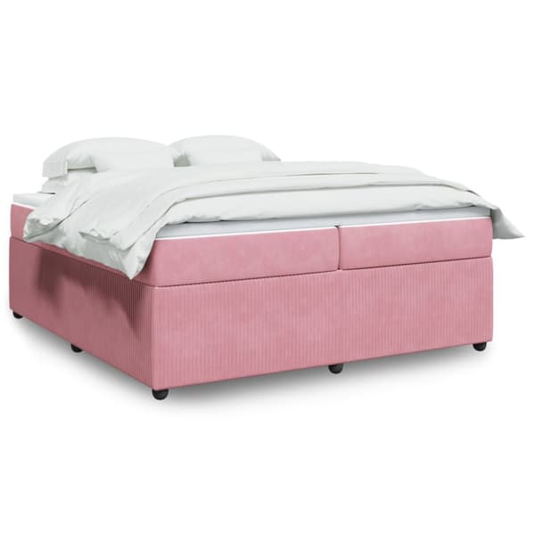 Ramsäng med madrass rosa 200x200 cm sammet