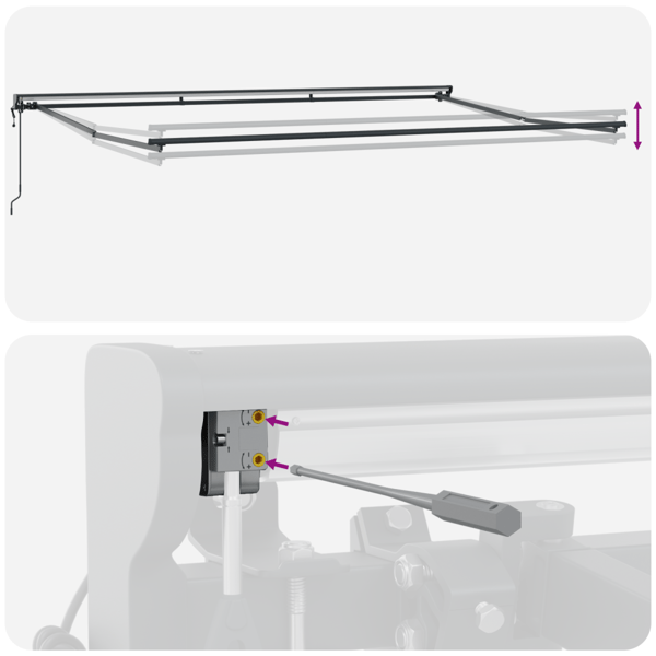 Markisram Röd och Vit 500 × 300 cm Polyester med PU-beläggning