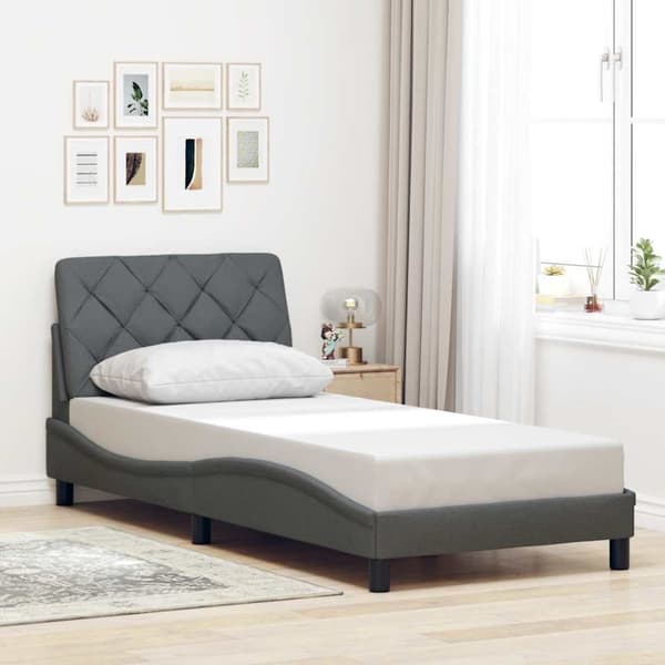 Bed Frame without Mattress Dark Grey 80x200 cm Fabric