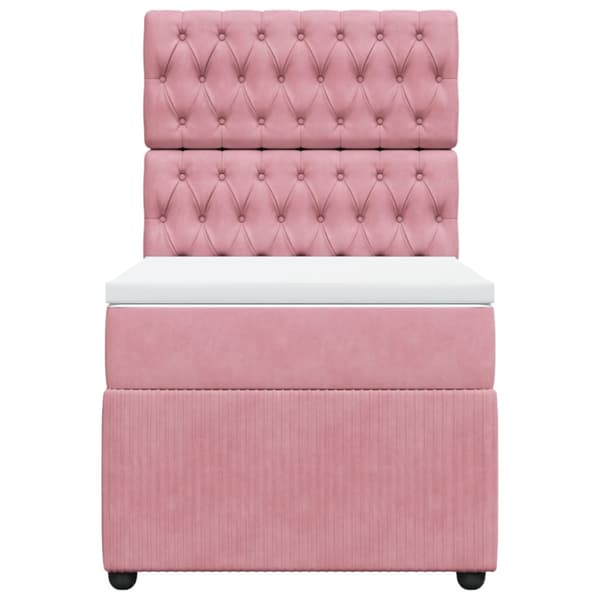 Ramsäng med madrass rosa 90x190 cm sammet