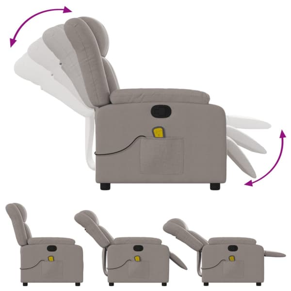 Massagefåtölj taupe tyg