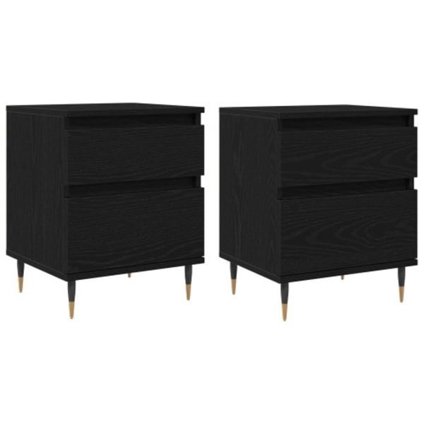 Sängbord 2 st svart ek 40x35x50 cm konstruerat trä