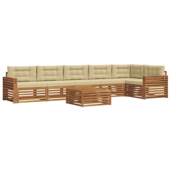 Utomhussoffset med kudde 7 pcs Naturlig och Beige