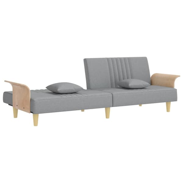 Bäddsoffa med armstöd ljusgrå tyg