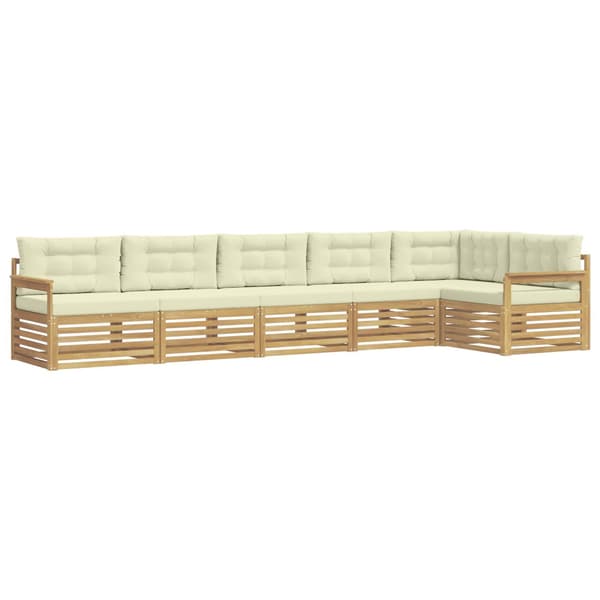 Utomhussoffset med kudde 6 pcs Vit och grädde Polyester
