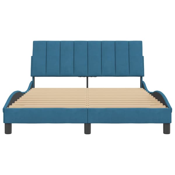Bed Frame without Mattress "Hanko" Blue 140x190 cm Velvet