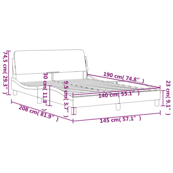 Bed Frame "Dover" Brown 140x190 cm Faux Leather